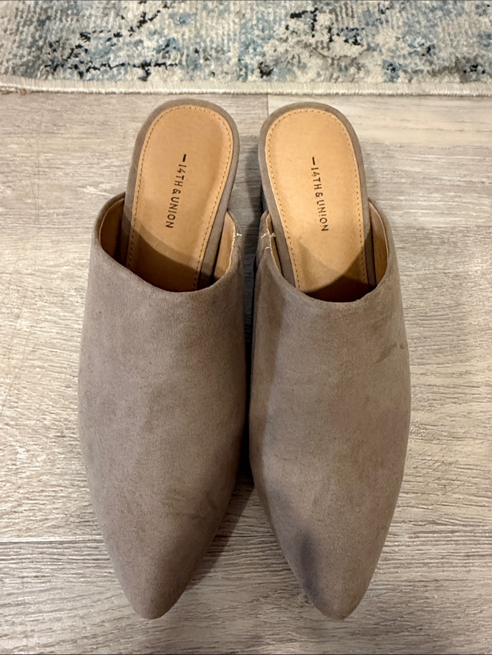14th & Union Taupe Suede Pointed Slip-On Mules